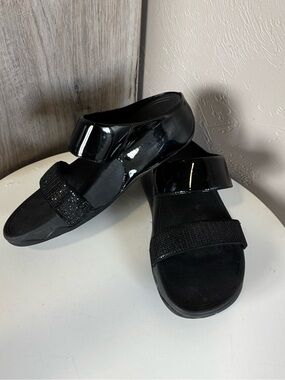 FitFlop Black Double Strap Comfort Sandals Women’s Size 7